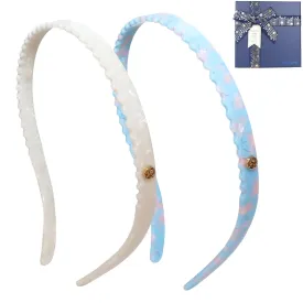 2 Pack Headbands Designed for Eyewear,Flex No Pressure,Non Slip Fashion Thin Hairbands for Womens Sisters Girls Gifts-White,Powder Blue