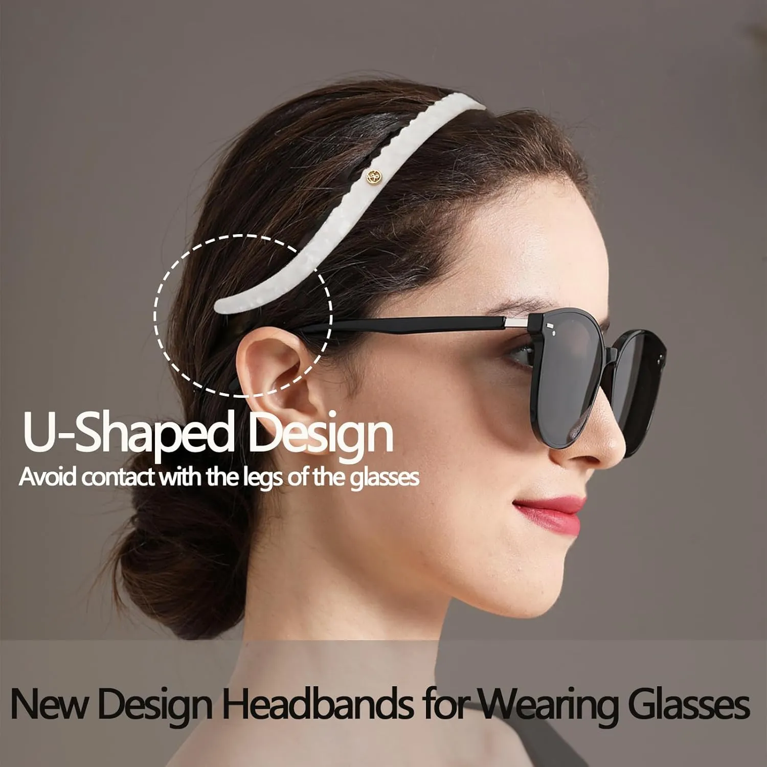 2 Pack Headbands Designed for Eyewear,Flex No Pressure,Non Slip Fashion Thin Hairbands for Womens Sisters Girls Gifts-White,Powder Blue