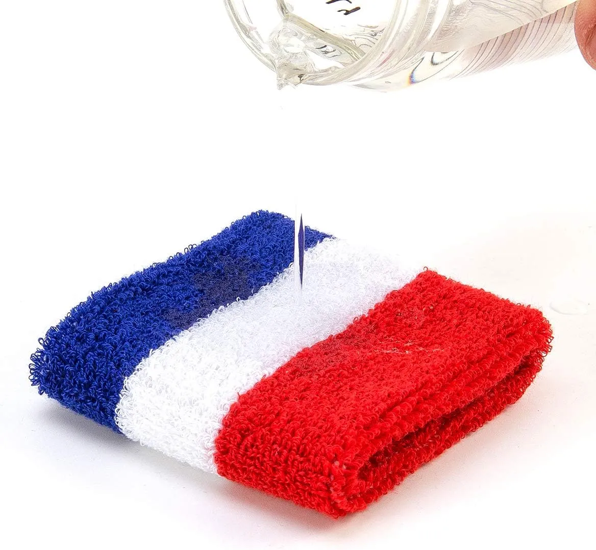 2 Sets Striped Sweatbands Set, 2 Pieces Sports Headband and 4 Pieces Wristbands, Colorful Striped American Flag Style for Men and Women