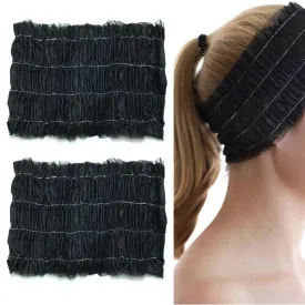 20PCS Black Soft Nonwoven Disposable Spa Headbands Elastic Hairbands Stretch Hair Hoops for Makeup Facial Salon and Home Use