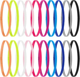 20pcs Non-Slip Elastic Headbands, Thin Sports Headband, Yoga, Running, Workout Headbands for Women, Men(Colorful)