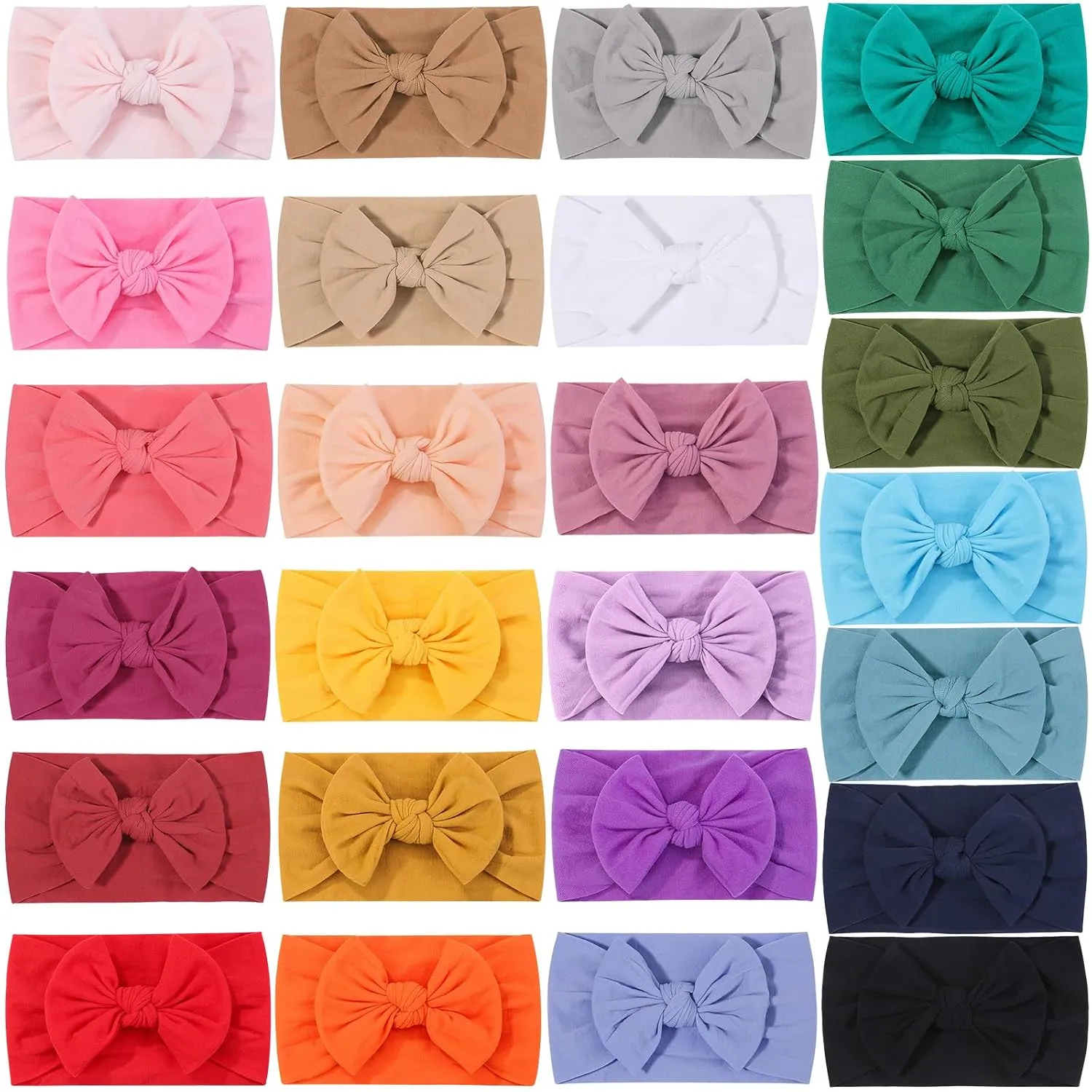 25PCS Baby Nylon Headbands Soft Hairbands Hair Bow Elastics for Baby Girls Newborn Infant Toddlers Kids