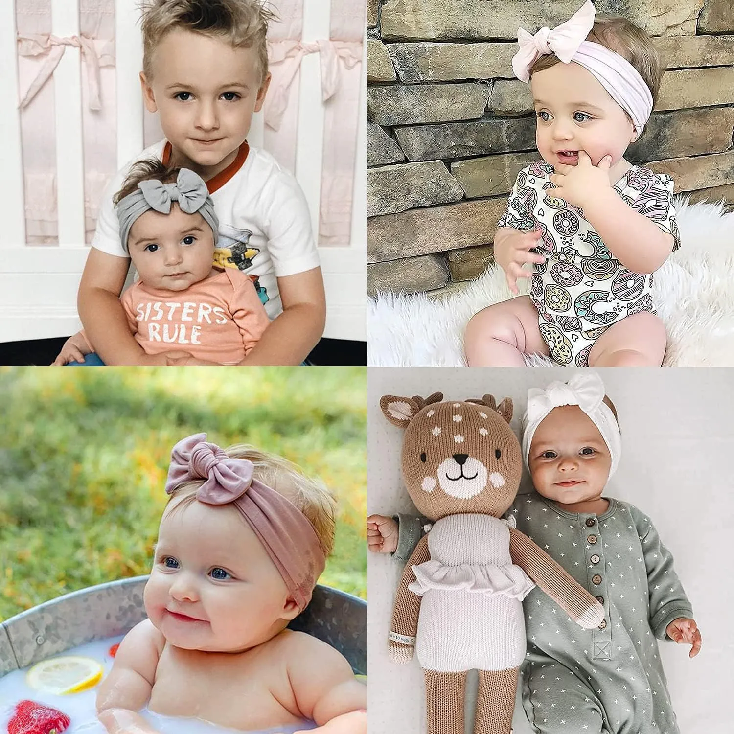25PCS Baby Nylon Headbands Soft Hairbands Hair Bow Elastics for Baby Girls Newborn Infant Toddlers Kids