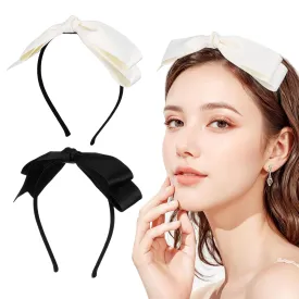 2pcs Cute Bow Headband Ribbon Hair Accessories for Women and Girls Kawaii Decorative Hair Bows for Parties and Daily Wear Comfortable and Stylish Design