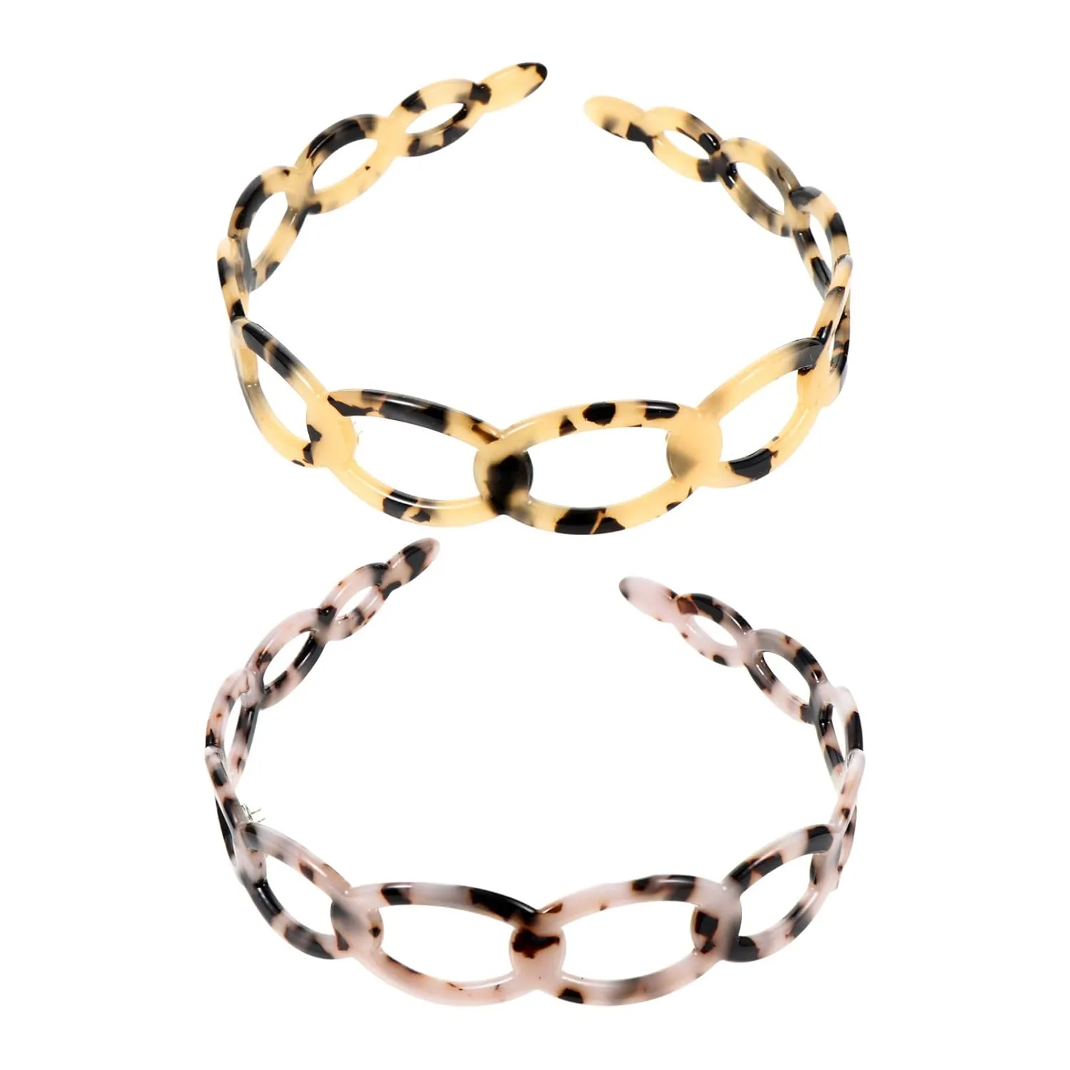 2pcs Tortoise Shell Headbands Skinny Acrylic Headband with Teeth Non-Slip Hollow Celluloid Hairband Non-brittle Cellulose Hair Loop for Women Girl