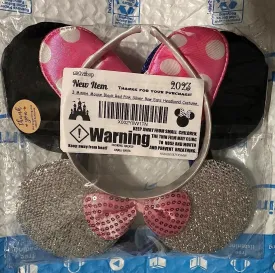 3 Minnie Mouse Black Red Pink Silver Bow-Mickey Mouse Ears Headband Costume