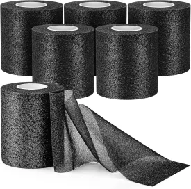 6 Pack Pre Wrap for Hair Soccer, Black Athletic Prewrap Tape Headbands, Foam Sport Underwrap Pre-Wrap, 2.76 Inches X 12 Yards - Black