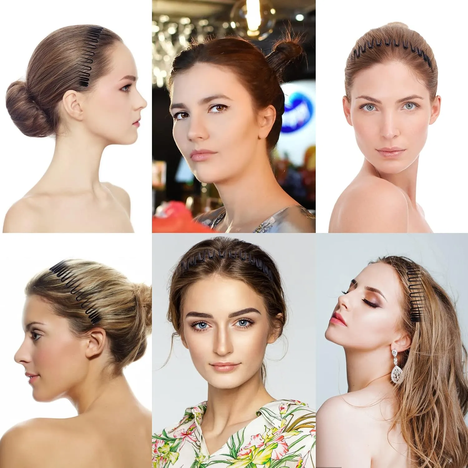 6 Pieces Full Circular Flexible Plastic Circle Hair Combs Headband Holders for Women and Girls