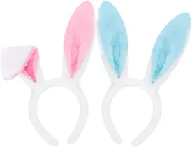 Aneco 2 Pack Bunny Headband Easter Bunny Ears Hairbands Plush Bunny Headband for Easter Party Favor Costume, Blue and Pink