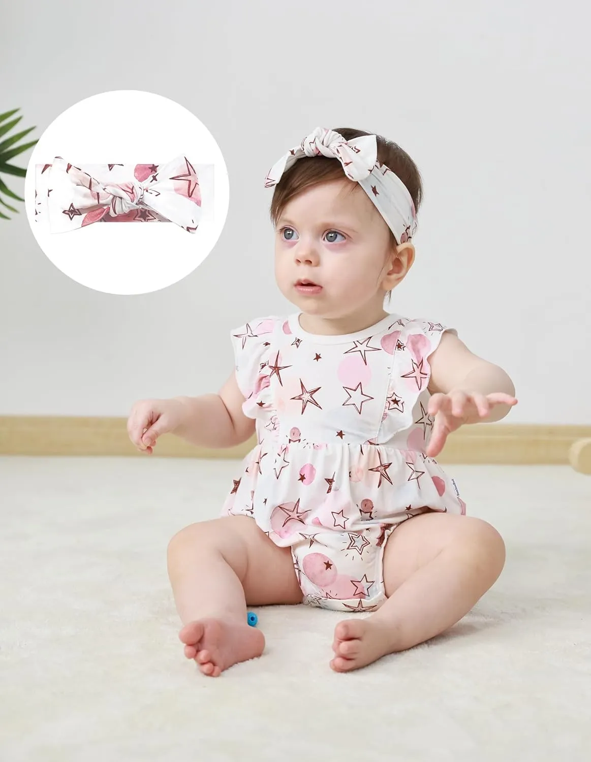 Baby Stretchy Headbands 3Pack Viscose from Bamboo Bow Hairbands Newborn Girls Elastic Bands Hair Accessoriess, Leopard/Rabbit/Star
