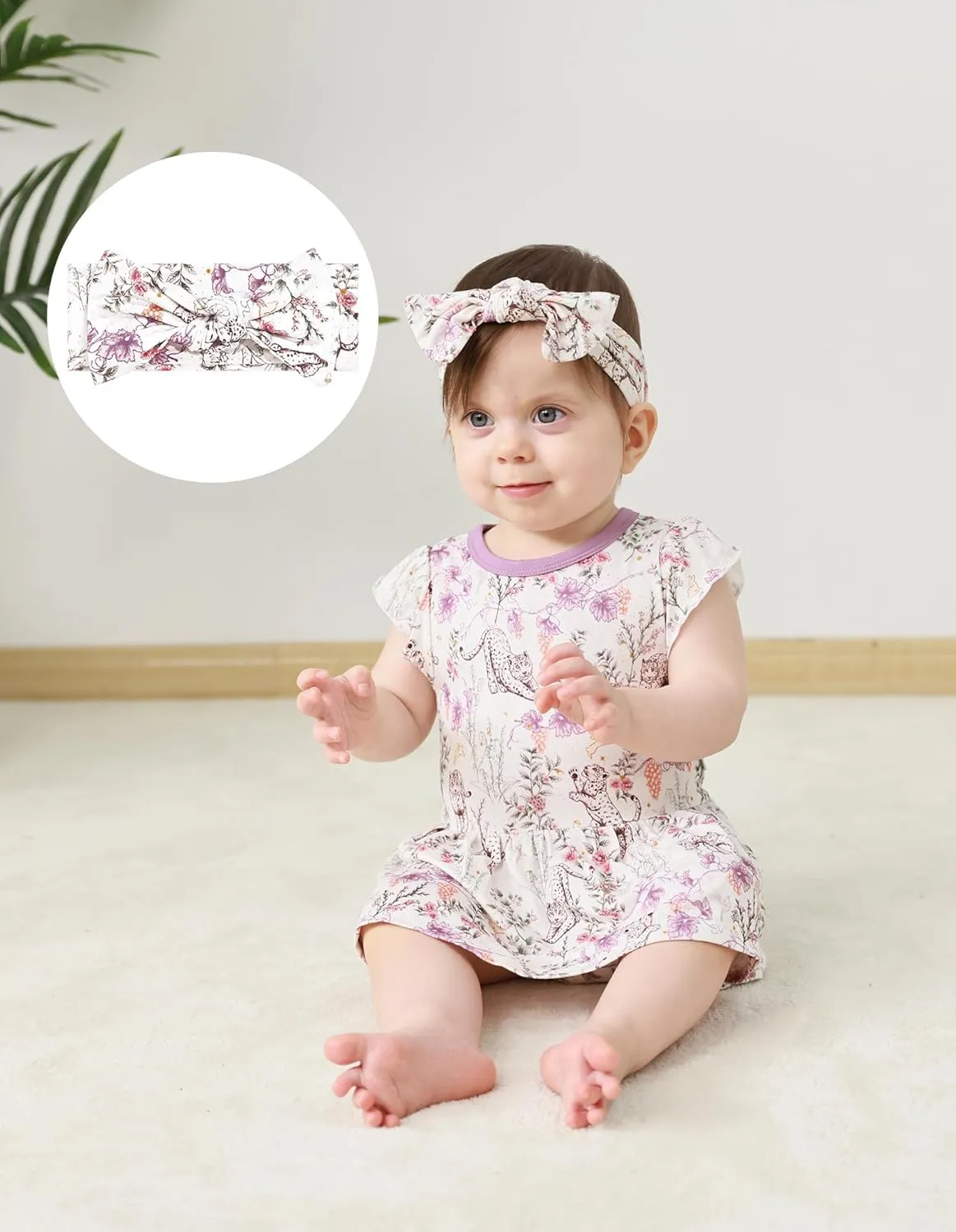 Baby Stretchy Headbands 3Pack Viscose from Bamboo Bow Hairbands Newborn Girls Elastic Bands Hair Accessoriess, Leopard/Rabbit/Star