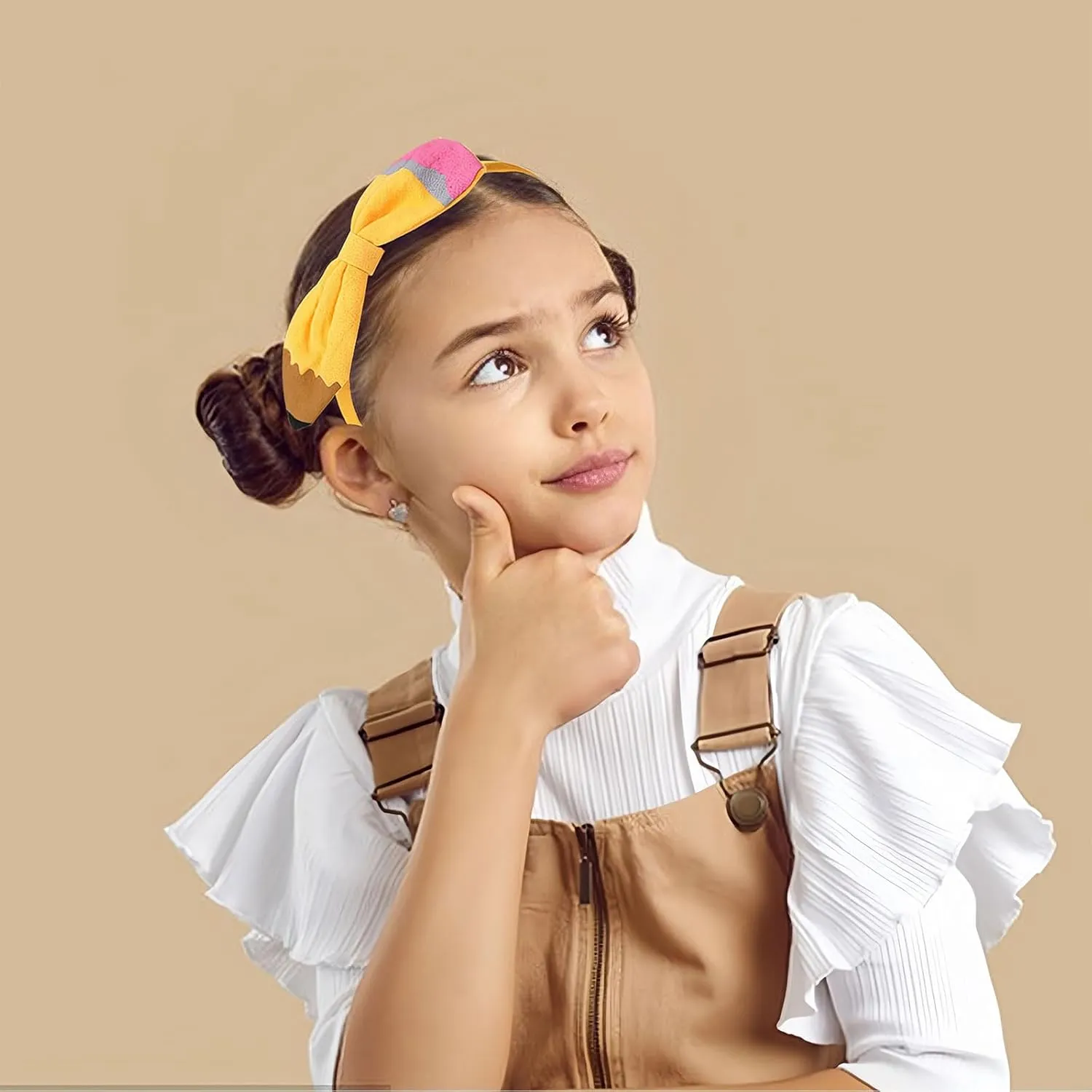 Back to School Headband Yellow Pencil Hair Accessories for Women Girls Big Bow Pen Hair Decoration Students Teachers Outfits Non Slip Hair Band First Day of School Decor Supplies 1 Pcs