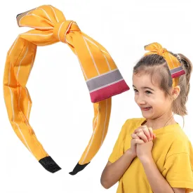Back to School Headband Yellow Pencil Hair Accessories for Women Girls Stripe Pen Big Bowknot Hair Decoration Students Teachers Outfits Non Slip Hair Band First Day of School Supplies 1 Pcs