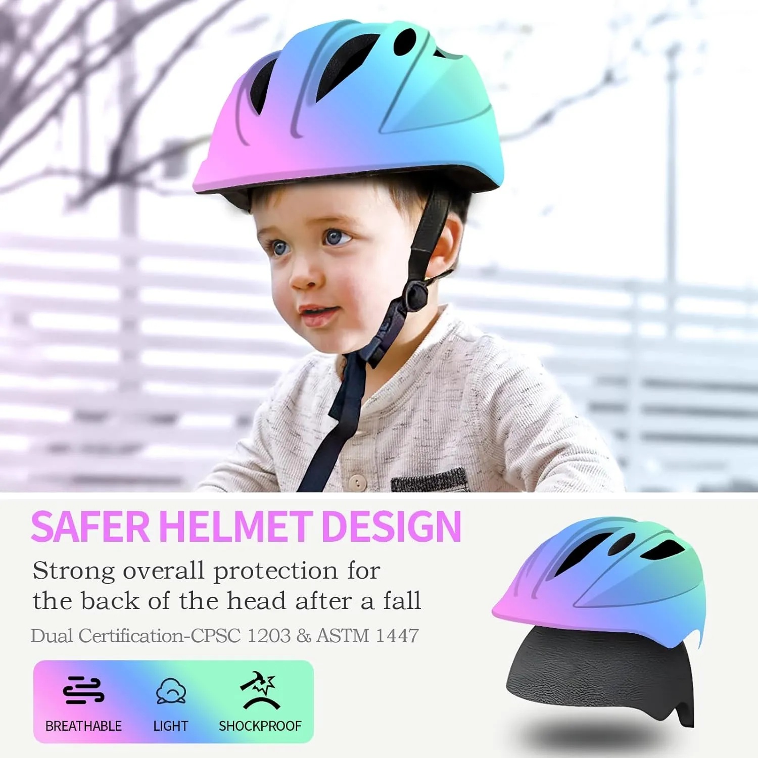 Bike Toddler Helmet 2-4 Years,Adjustable Safety Lightweight Baby/Kids Helmets Ages 1-3-5-8 for Girls Boys,Multi-Sport Infant Helmet for Skating Cycling Scooter