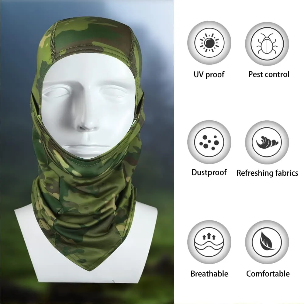 Camo Balaclava Face Shiesty Ski Mask,UV Protection Ice Silk Neck Gaiter Sun Hood for Men Women Motorcycle Cycling