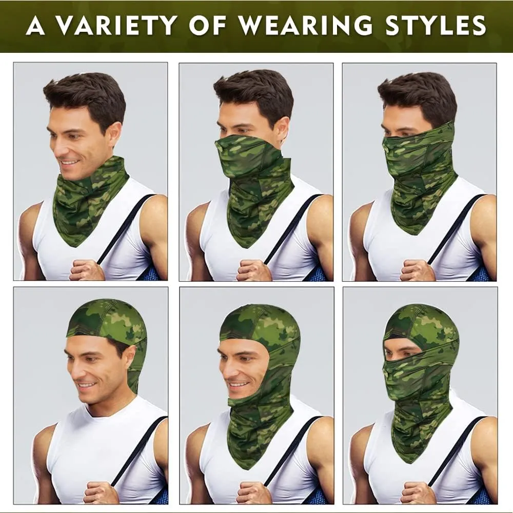 Camo Balaclava Face Shiesty Ski Mask,UV Protection Ice Silk Neck Gaiter Sun Hood for Men Women Motorcycle Cycling