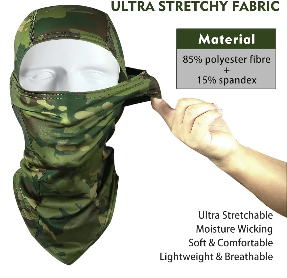 Camo Balaclava Face Shiesty Ski Mask,UV Protection Ice Silk Neck Gaiter Sun Hood for Men Women Motorcycle Cycling