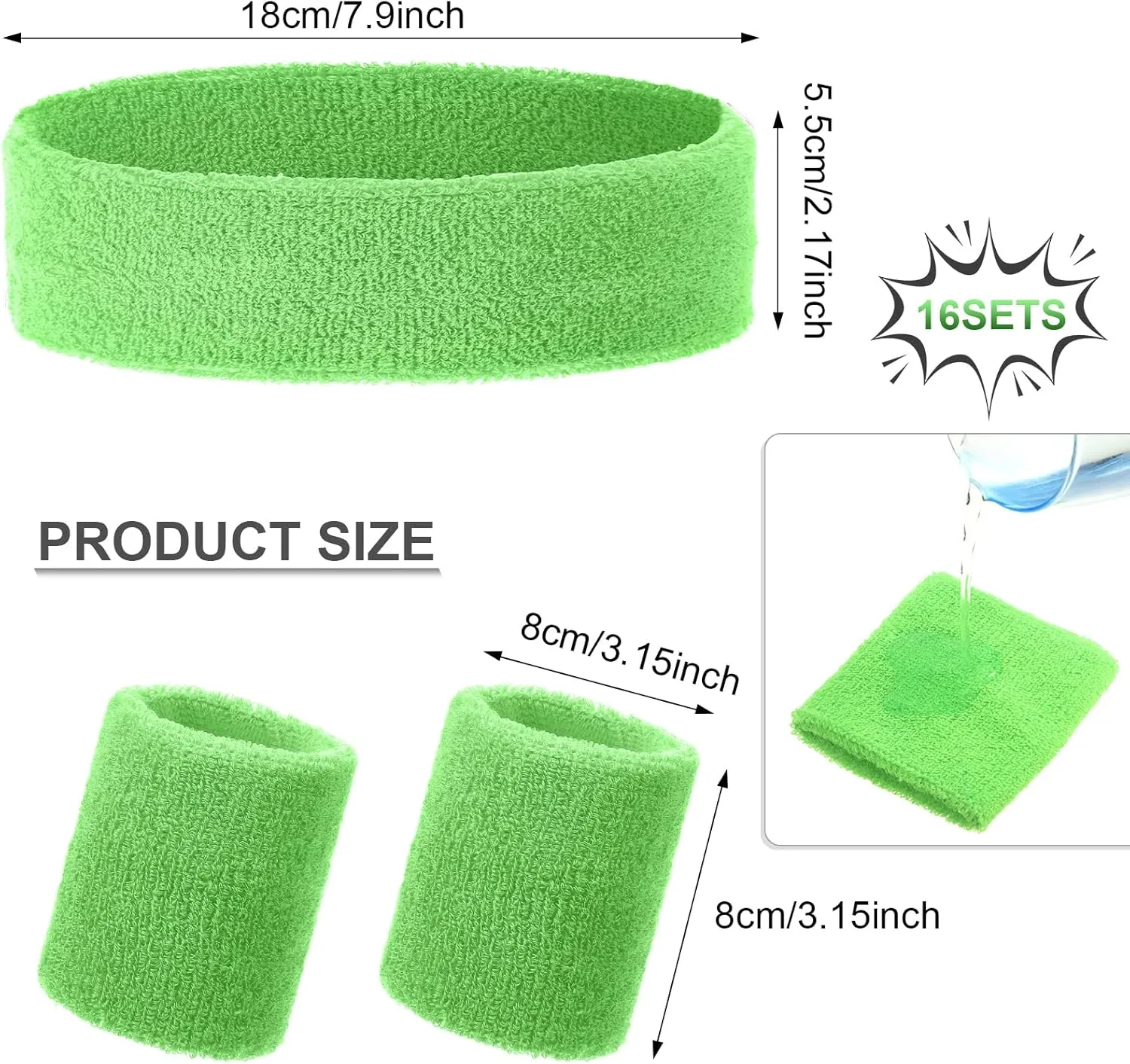 Canlierr 48 Pcs Football Sweatbands Bulk for Men Women Striped Sweatband Set, Include 16 Headband and 32 Wristbands Sports Neon Accessories for 80's Costume Party Athletic Gym