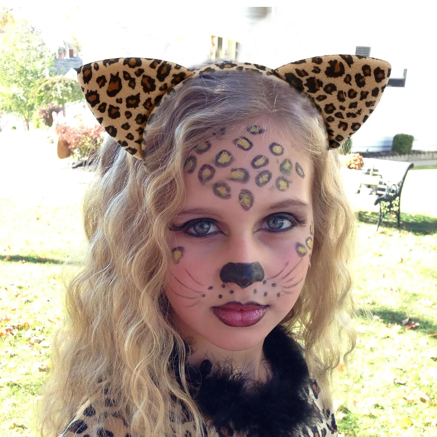Cat Ears Headband Cheetah Leopard Ears Headband for Women Furry Brown Leopard Print Hairband Kitty Hairbands Halloween Decorations Party Favor Costume Daily Wearing