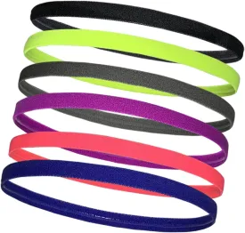 Elastic Sport Headbands, Cotton Slip 6Pcs 6 Colors Mini Athletic Headbands for Women Men