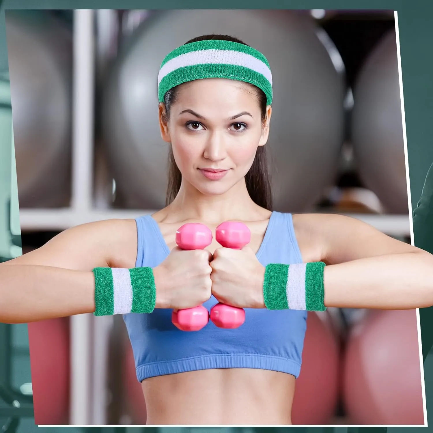 Eurzom 36 Pcs Neon Sports Sweatbands Set Include 12 Striped Sweat Absorbing Headbands 24 Wrist Sweatbands Cotton Wristbands for Men Women Gym Tennis