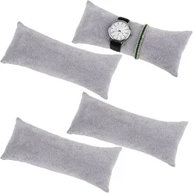 Framendino, 4 Pack Grey Long Watch Display Pillows Velvet Bracelet Jewelry Pillow Bangle Holder Cushion for Show Organizer