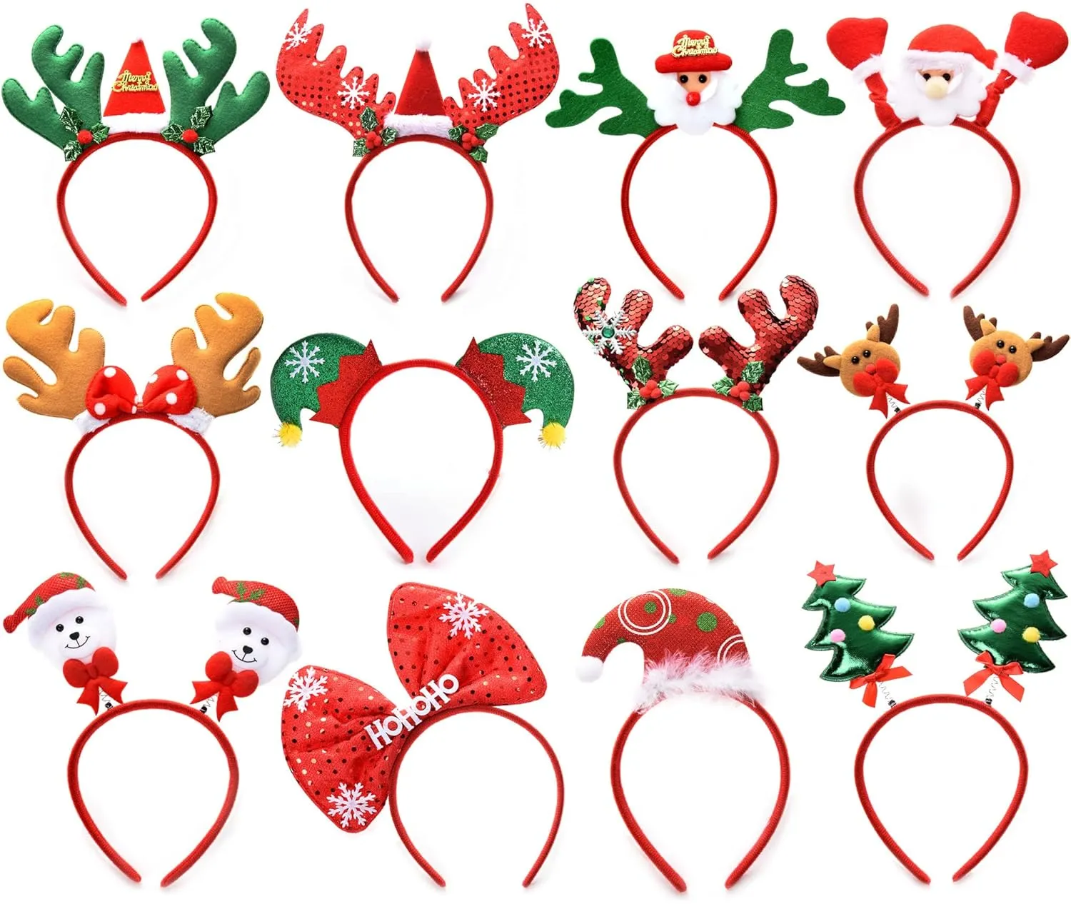 Fsmiling Christmas Headbands Bulk Christmas Headwears Christmas Head Topper 12 Pack