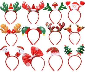 Fsmiling Christmas Headbands Bulk Christmas Headwears Christmas Head Topper 12 Pack