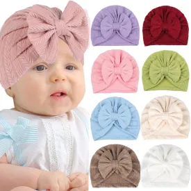 FZBNSRKO 8 Pcs Baby Turban Hats,Baby Hat with Bows/Flower Infant Bonnets Infant Bow Wraps Newborn Headwrap for Baby