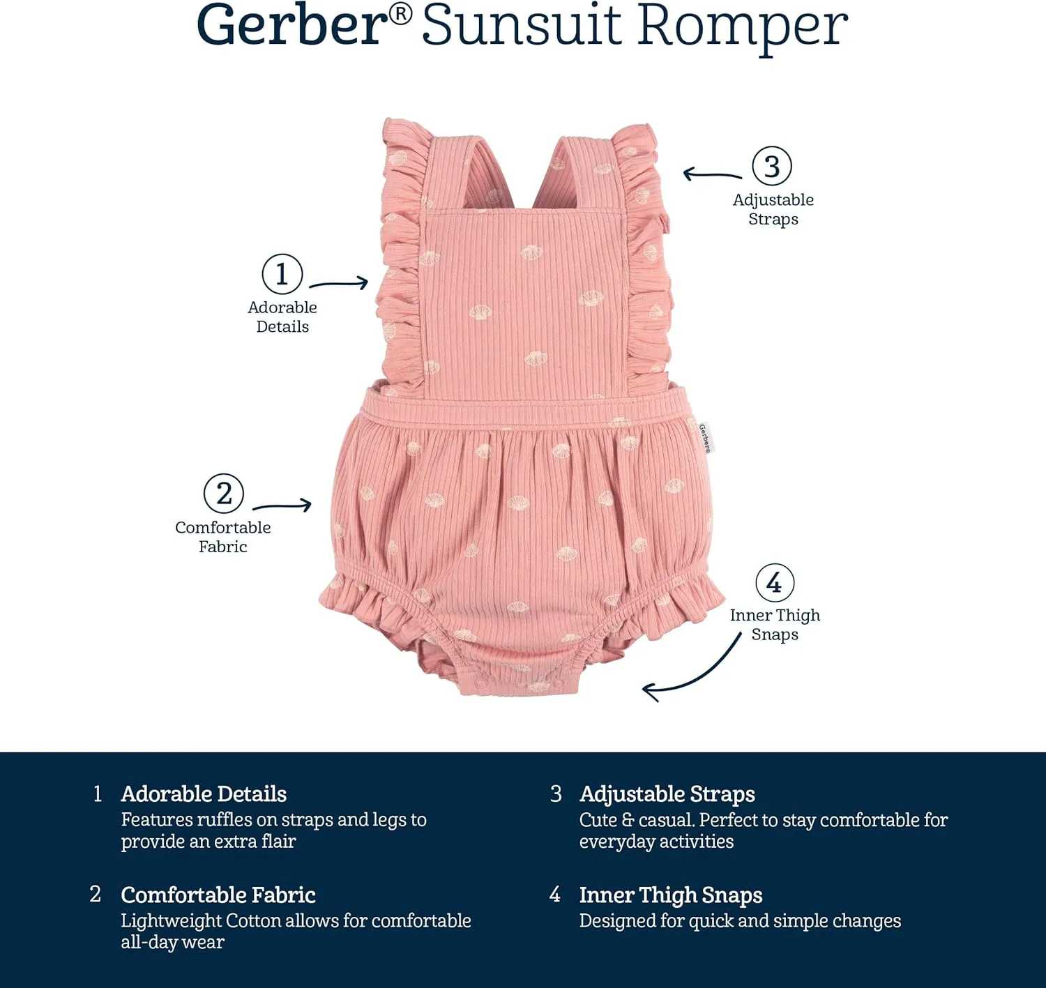Gerber baby-girls Sleeveless Ruffle Romper