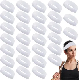 Hotop 30 Pcs Sport Headbands for Women Non Slip Stretchy Soft Fabric Elastic Sweatbands Bulk for Yoga DIY Team Gifts