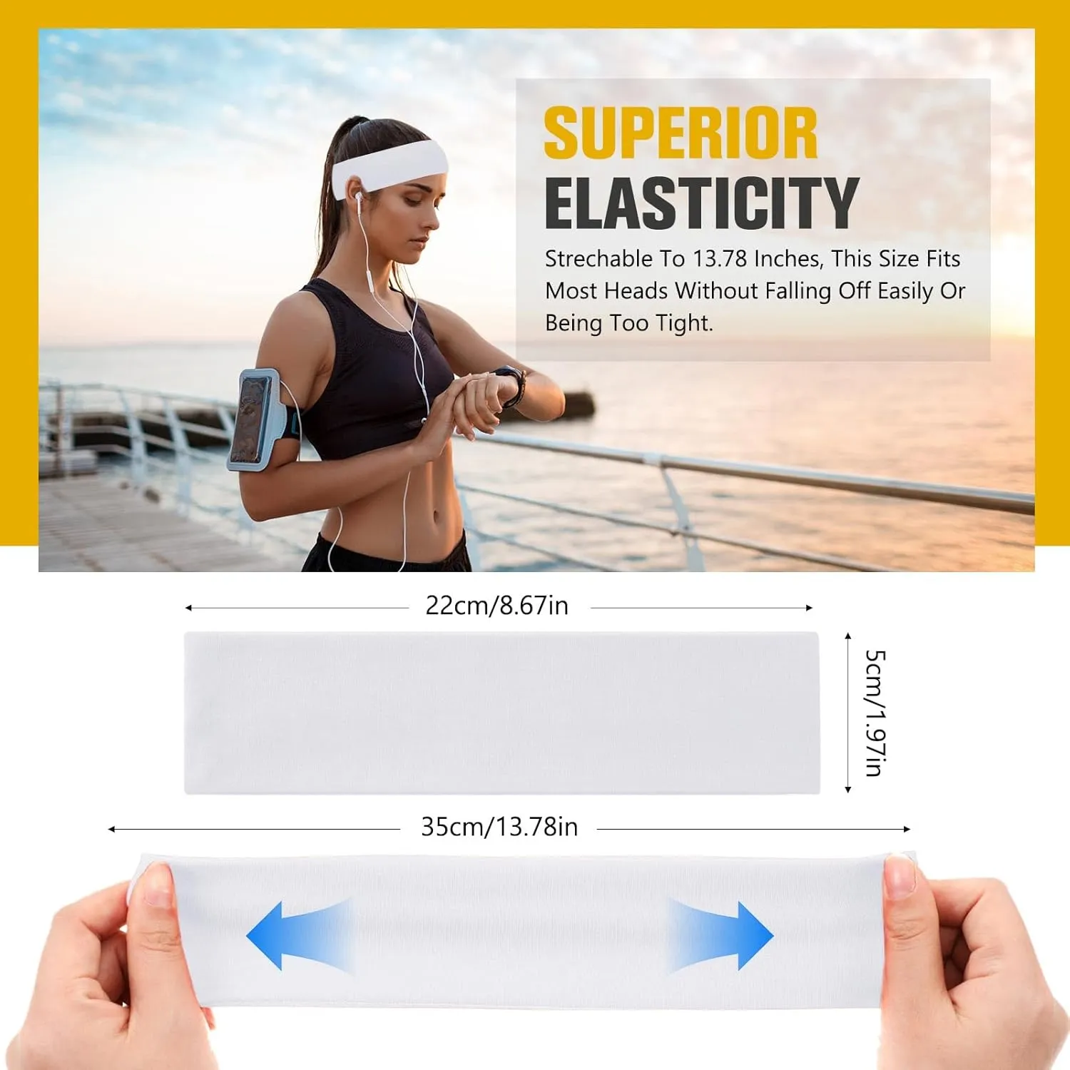 Hotop 30 Pcs Sport Headbands for Women Non Slip Stretchy Soft Fabric Elastic Sweatbands Bulk for Yoga DIY Team Gifts