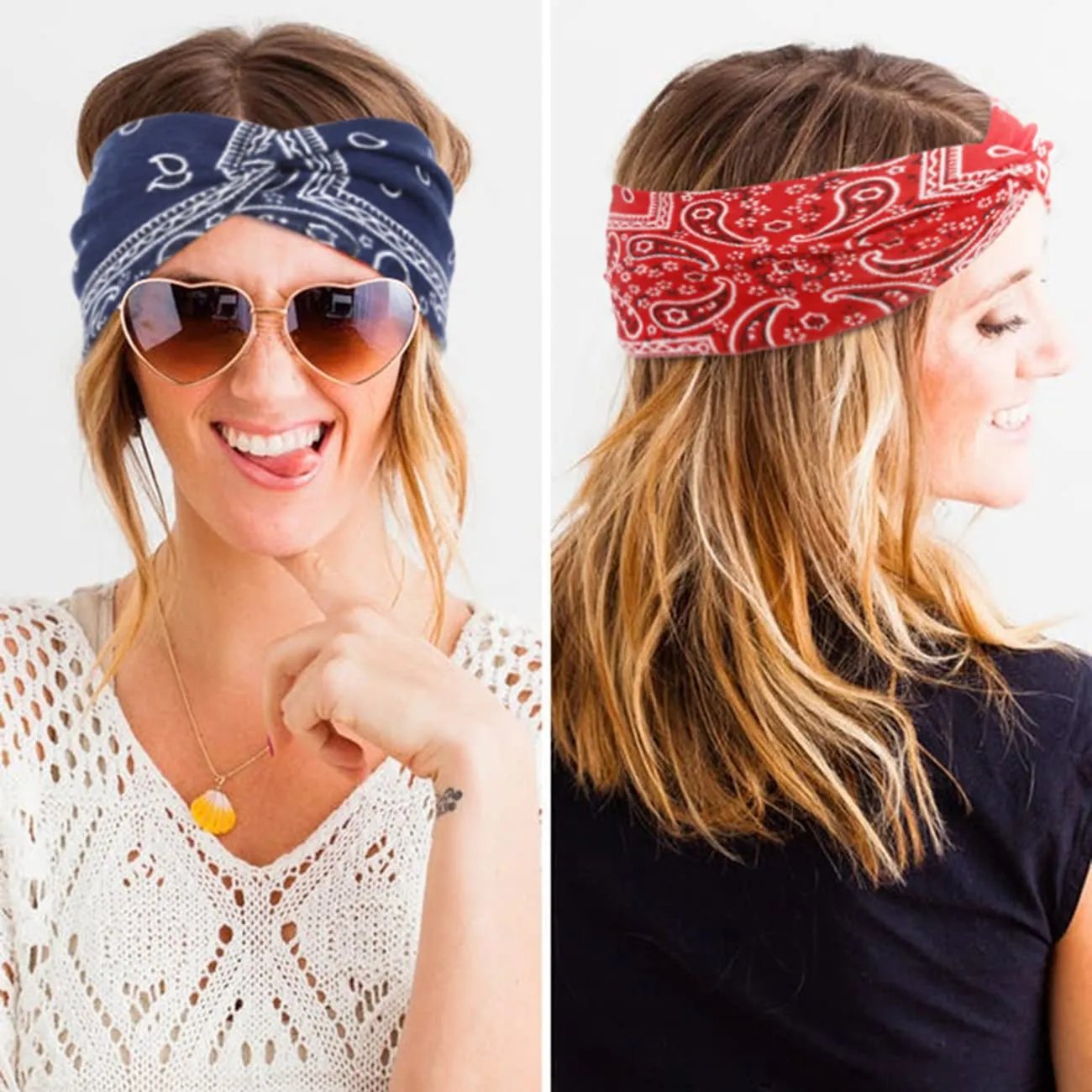 Huachi Boho Headbands for Women's Hair Elastic Hairbands Head Bands Non Slip Wide Twisted Turban Headwrap Fashion Paisley Hair Accessories, 6 Pack