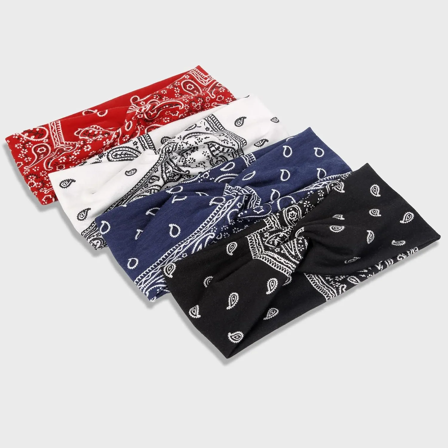 Huachi Boho Headbands for Women's Hair Elastic Hairbands Head Bands Non Slip Wide Twisted Turban Headwrap Fashion Paisley Hair Accessories, 6 Pack