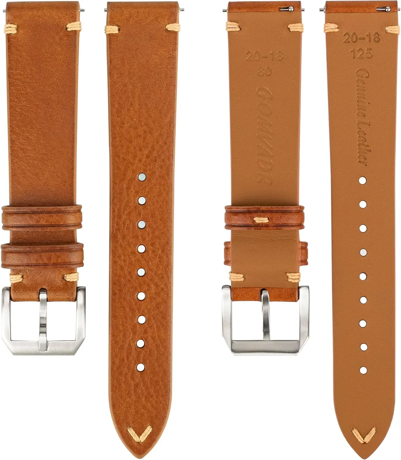 Italian Leather Watch Bands,Top Grain Tuscany Natural Vegetable-Tanned Genuine Leather Watch Straps, Calfskin Watchbands Replacement Strap for Men Women 16mm 18mm 19mm 20mm 21mm 22mm Quick Release