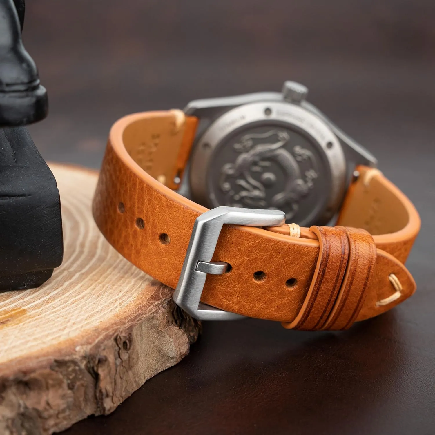 Italian Leather Watch Bands,Top Grain Tuscany Natural Vegetable-Tanned Genuine Leather Watch Straps, Calfskin Watchbands Replacement Strap for Men Women 16mm 18mm 19mm 20mm 21mm 22mm Quick Release