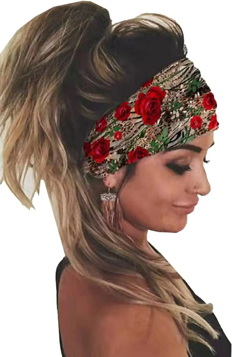K-Elewon 3 Pack Women Wide Elastic Head Wrap Headband Sports yoga Hair Band