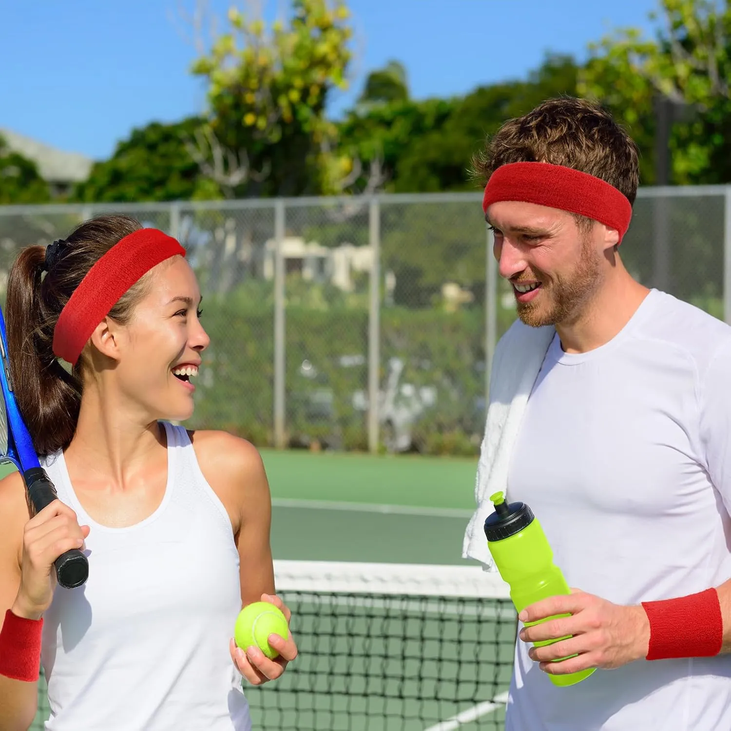 Neon Sweatbands Set Include Athletic Headband Tennis Gymnastics Wristbands International Countries Sports Games Competitions for Men Women Party Supplies