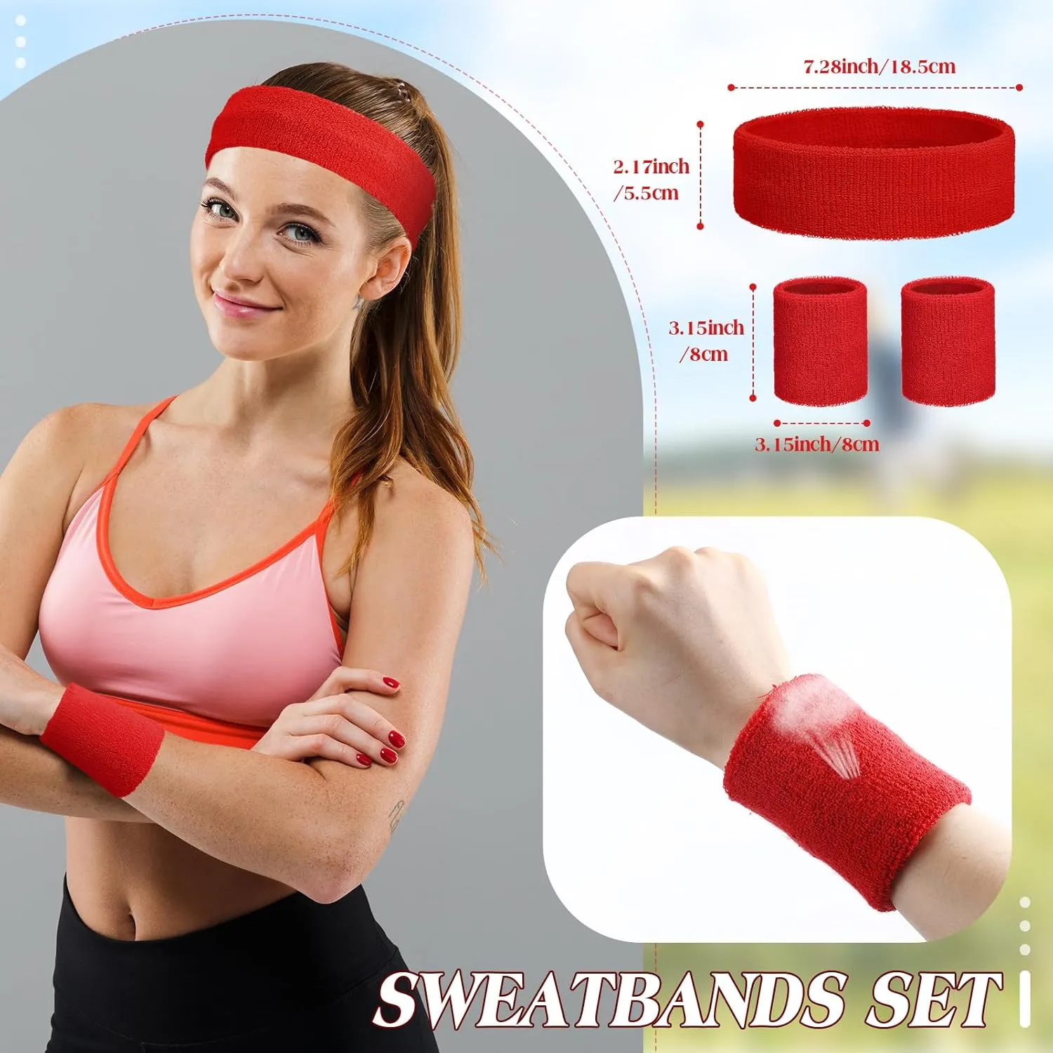 Neon Sweatbands Set Include Athletic Headband Tennis Gymnastics Wristbands International Countries Sports Games Competitions for Men Women Party Supplies