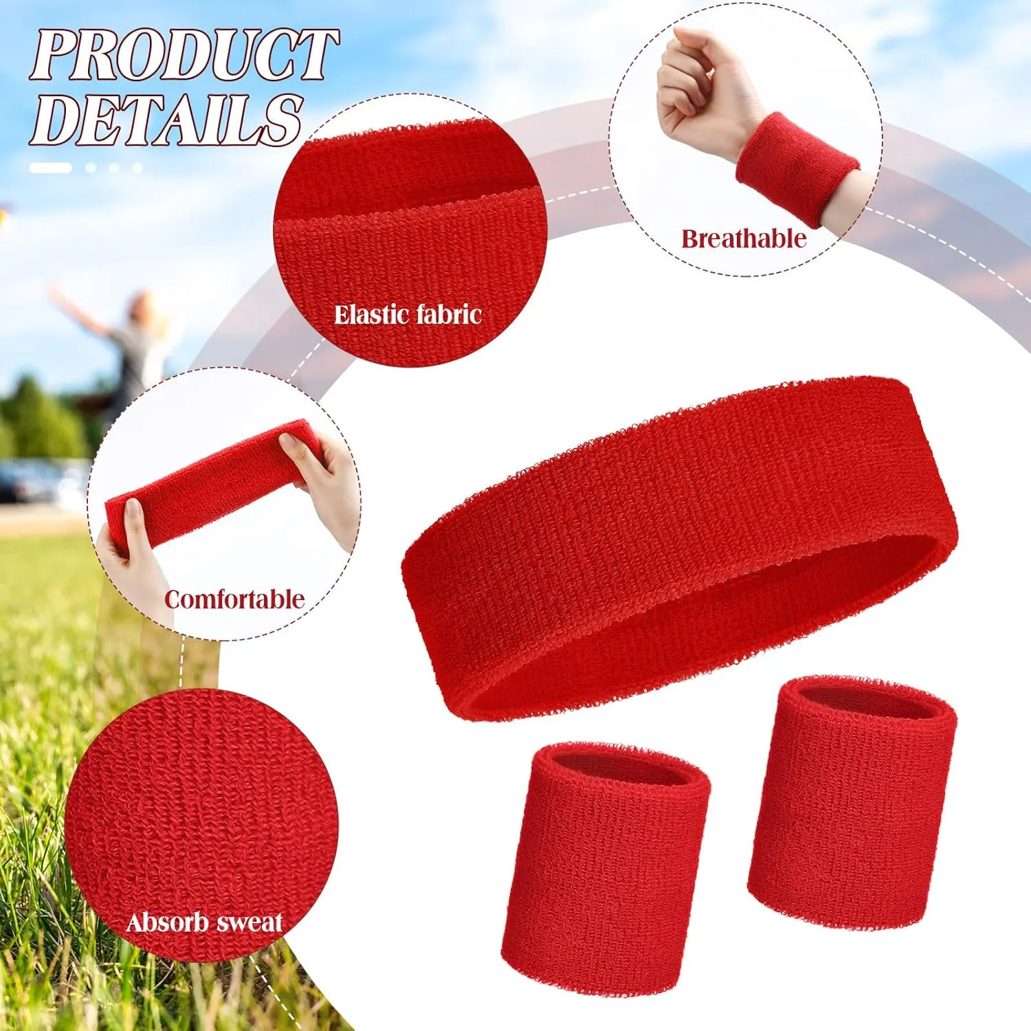 Neon Sweatbands Set Include Athletic Headband Tennis Gymnastics Wristbands International Countries Sports Games Competitions for Men Women Party Supplies