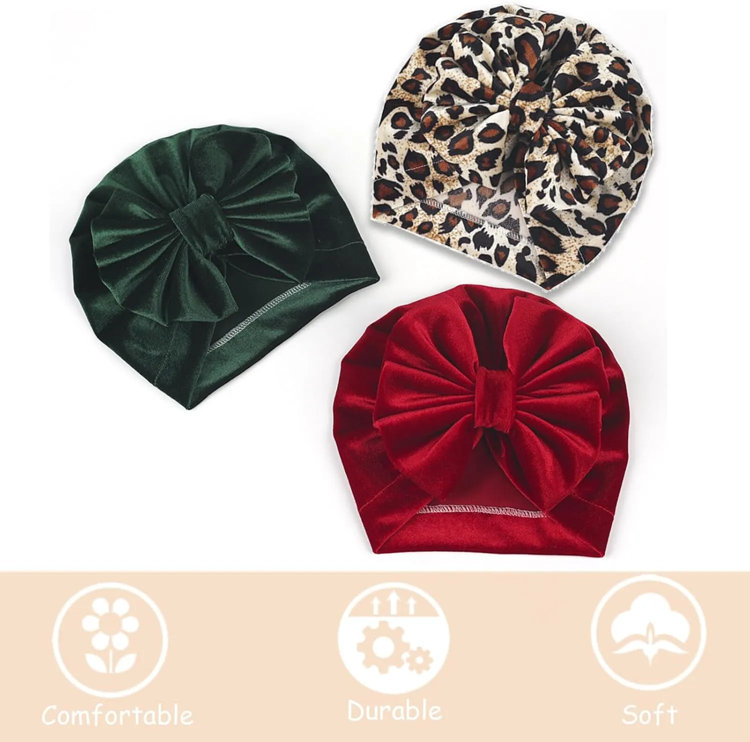 Newborn Hospital Hat Mittens Baby Beanies with Bow Knot Infant Caps Soft Cute Toddler Headwrap for Boys Girls