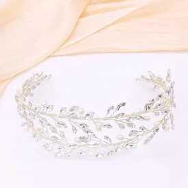 Oriamour Bridal Crystal Headbands Double Layer Wedding Headdress Gold Wedding Headpieces For Women (Silver)