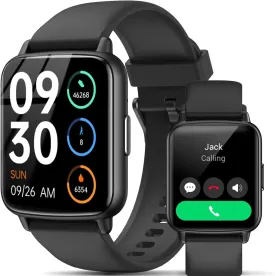 Smart Watch, 1.83" HD Smartwatch for Men Women (Answer/Make Calls), Fitness Watch with 100  Sport Modes, IP68 Waterproof/Heart Rate/Sleep Monitor, Activity Trackers for iOS/Android (Black)