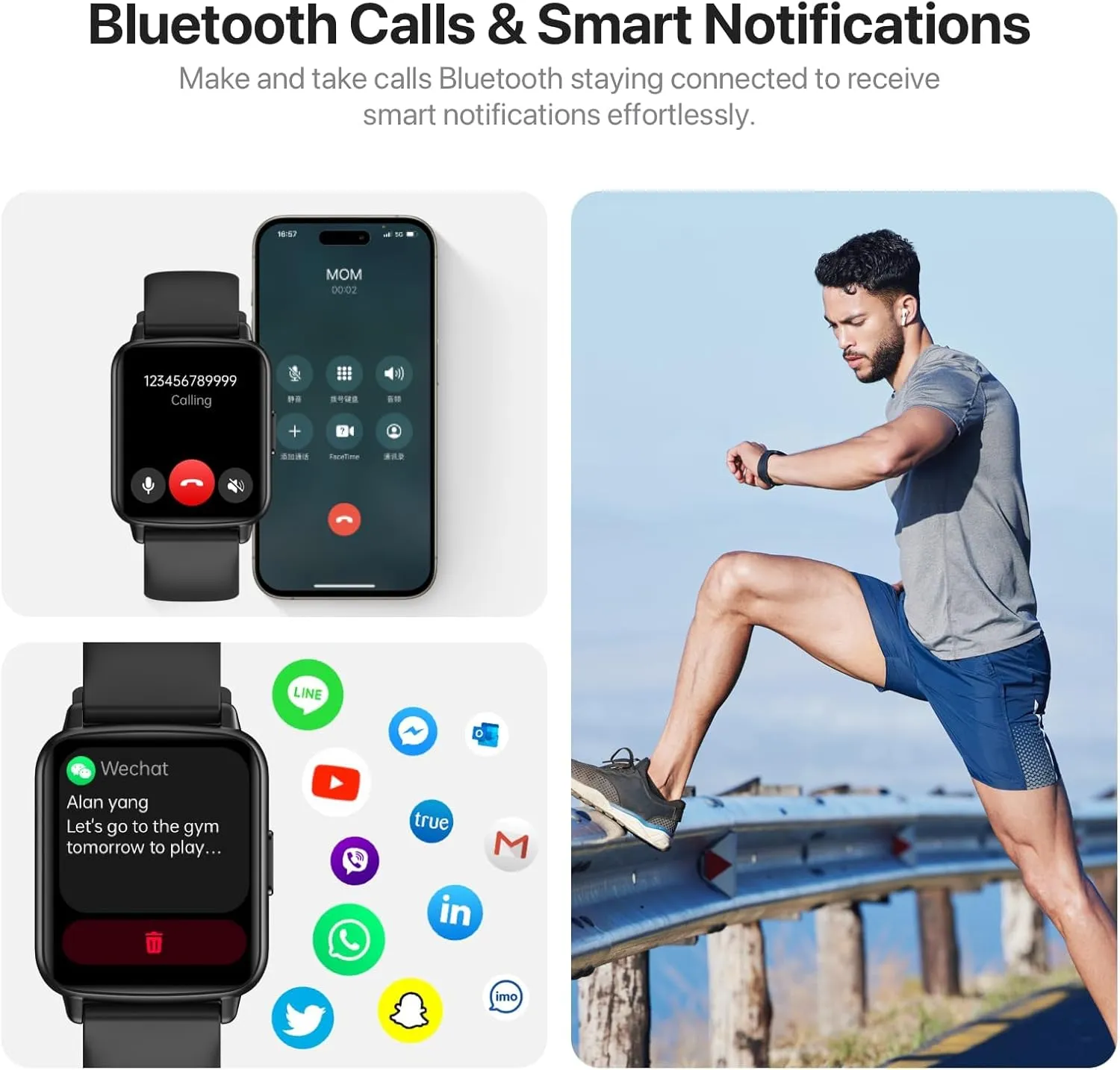 Smart Watch, 1.83" HD Smartwatch for Men Women (Answer/Make Calls), Fitness Watch with 100  Sport Modes, IP68 Waterproof/Heart Rate/Sleep Monitor, Activity Trackers for iOS/Android (Black)