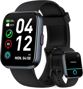 Smart Watches for Men Android & iPhone, 1.8" Alexa Built-in Smartwatches Fitness Tracker Watch with Bluetooth Calls, IP68 Waterproof, Heart Rate/Sleep/SpO2 Monitor, 110 Sport Modes - Black