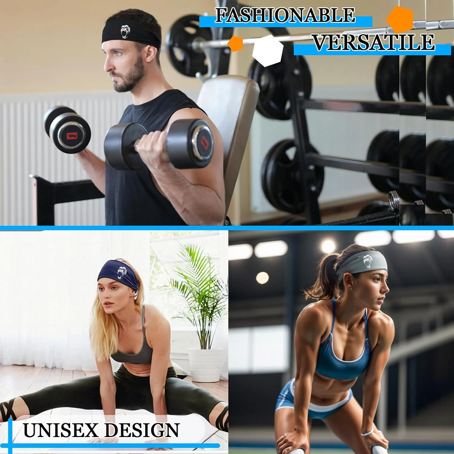 Sweat Bands Headbands 3pcs Sports Headbands for Men Women Sweatbands Head Bands
