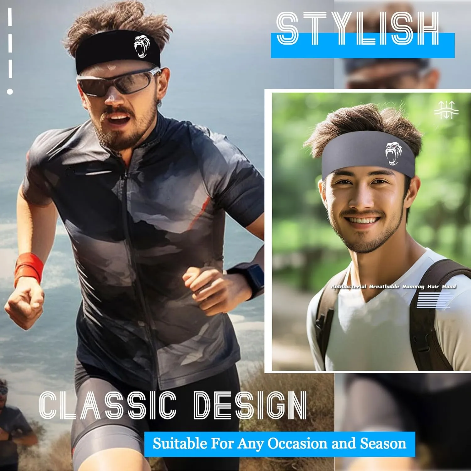 Sweat Bands Headbands 3pcs Sports Headbands for Men Women Sweatbands Head Bands