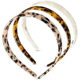 Thin Tortoise Headbands Shiny Acetate Hairbands Tortoise Shell Headpieces Teeth Comb Hair Accessories for Women (Deep Tortoiseshell)