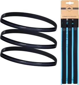 Tough Headwear Athletic Headband Set - Thin Headbands for Women - Elastic Sport Hair Bands Men - Skinny Sports Hairbands - Non Slip Athletic Head Bands for Sports - Black