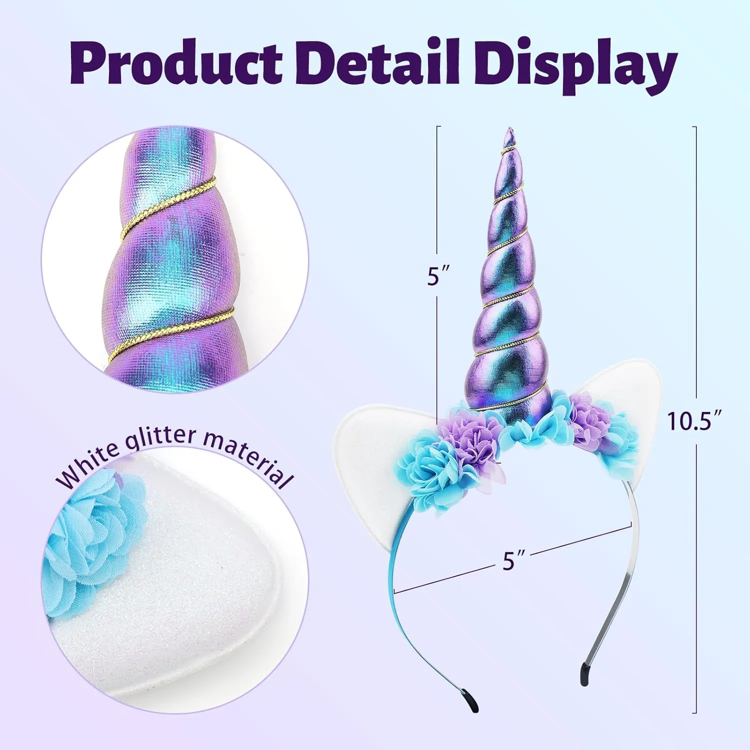 Unicorn Headband for Girls Horn Hairbands Cosplay Birthday Party Head Bands Halloween Christmas Hair Accessory